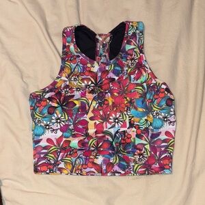 Women's Floral Crop Tank Top - Multicolor